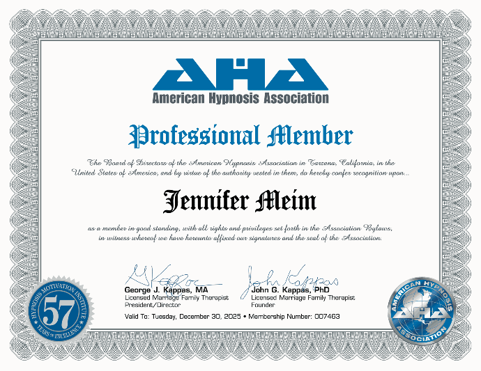 American Hypnosis Association Professional Member