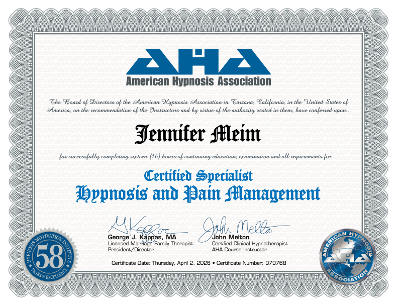 Hypnosis and Pain Management Certificate